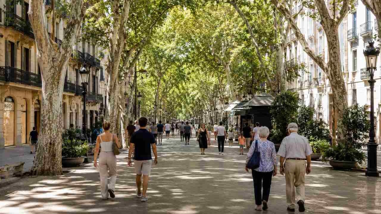 Un viale urbano pedonale